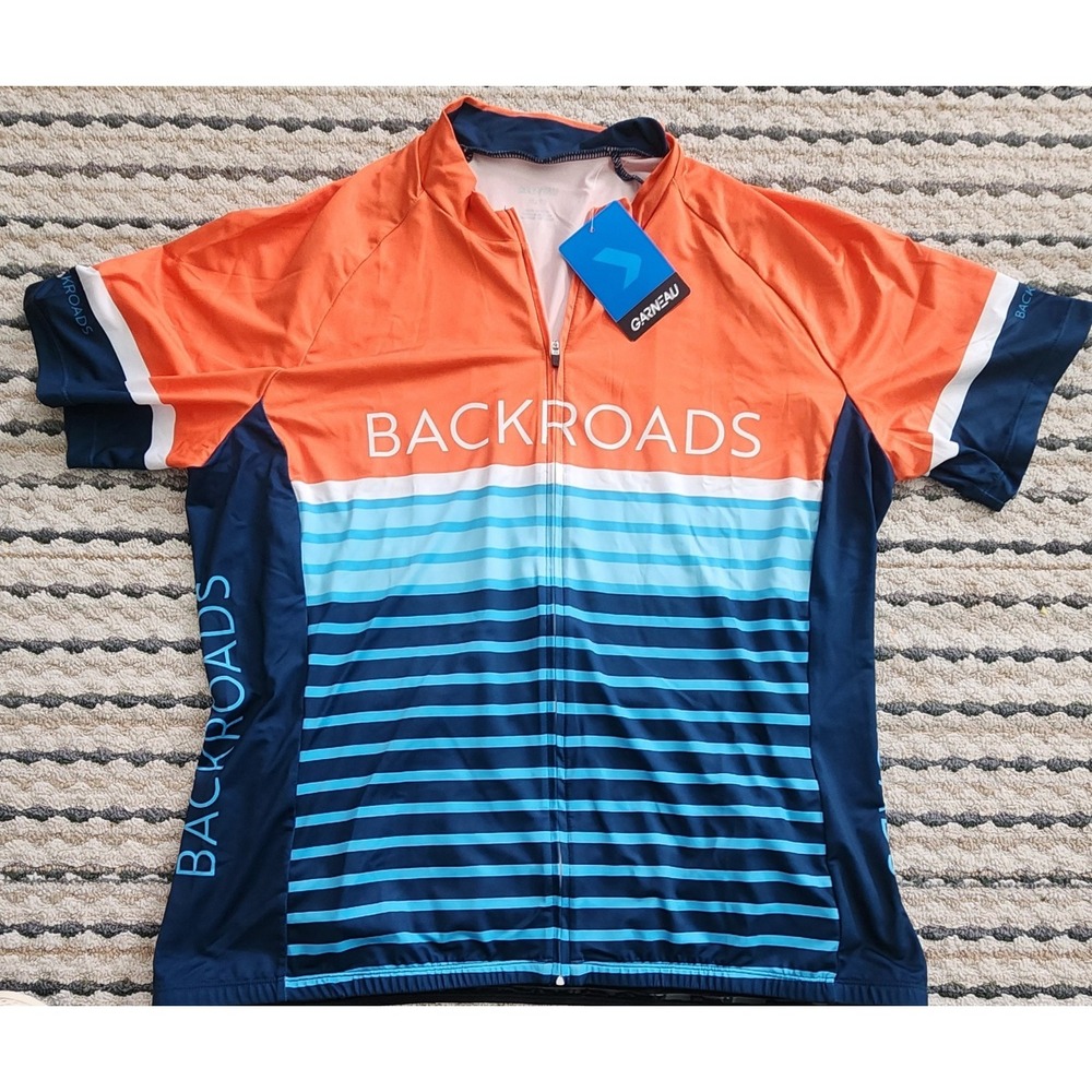 NWT Louis Garneau Women's Backroads Full Zip Orange Cycling Jersey Size XL